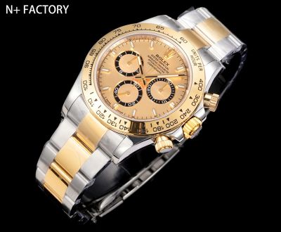 N Factory Rolex Daytona 40mm 7750/4310/4131 Movement 904L Steel Gold Face Two-tone Gold Strap Watch